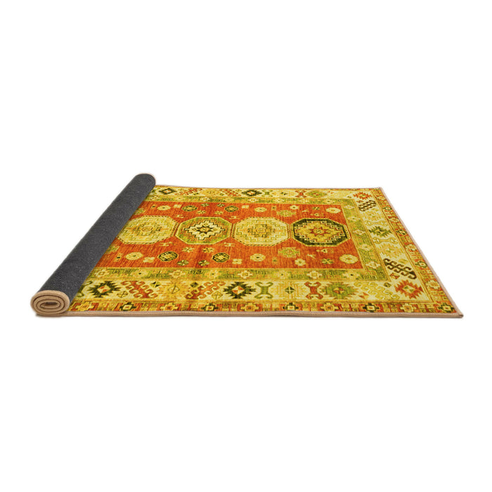 Sideview of Geometric Yellow Traditional Rug, tr4658yw