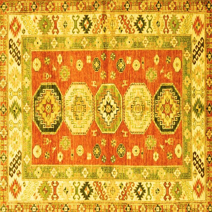 Square Machine Washable Geometric Yellow Traditional Rug, wshtr4658yw