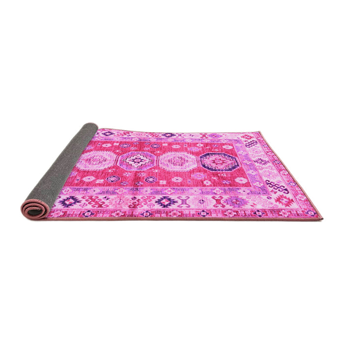 Sideview of Geometric Pink Traditional Rug, tr4658pnk