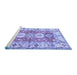 Sideview of Machine Washable Geometric Blue Traditional Rug, wshtr4658blu