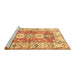 Sideview of Machine Washable Geometric Brown Traditional Rug, wshtr4658brn