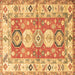 Square Geometric Brown Traditional Rug, tr4658brn