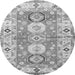 Machine Washable Geometric Gray Traditional Rug, wshtr4658gry