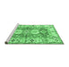 Sideview of Machine Washable Geometric Emerald Green Traditional Area Rugs, wshtr4658emgrn
