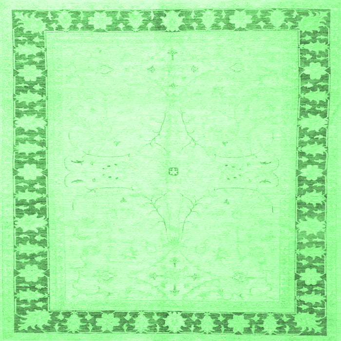 Square Machine Washable Oriental Emerald Green Traditional Area Rugs, wshtr4659emgrn