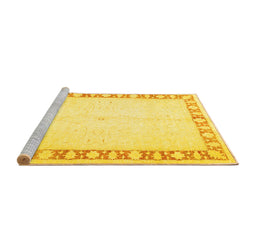 Sideview of Machine Washable Oriental Yellow Traditional Rug, wshtr4659yw
