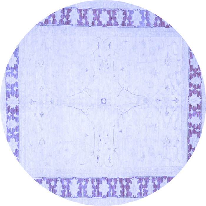 Round Machine Washable Oriental Blue Traditional Rug, wshtr4659blu