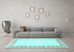 Machine Washable Oriental Light Blue Traditional Rug in a Living Room, wshtr4659lblu