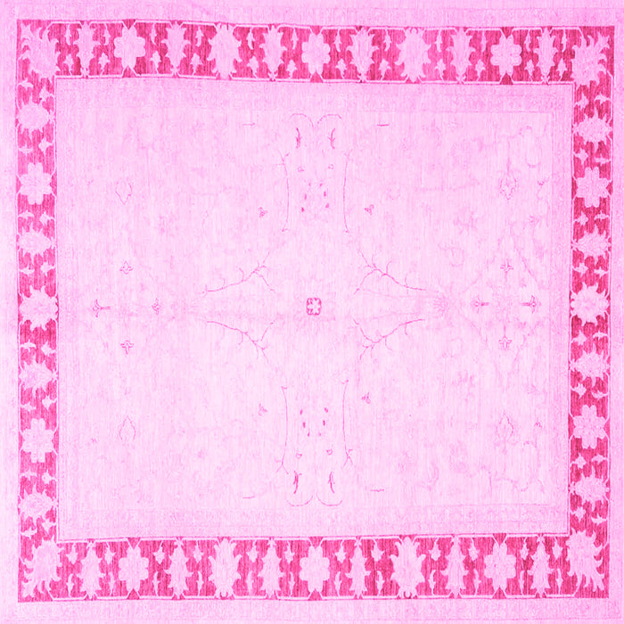 Square Machine Washable Oriental Pink Traditional Rug, wshtr4659pnk