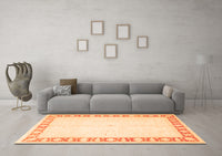 Machine Washable Oriental Orange Traditional Rug, wshtr4659org