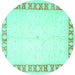 Round Oriental Turquoise Traditional Rug, tr4659turq