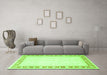 Machine Washable Oriental Green Traditional Area Rugs in a Living Room,, wshtr4659grn