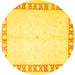 Round Oriental Yellow Traditional Rug, tr4659yw