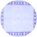 Round Oriental Blue Traditional Rug, tr4659blu