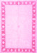 Machine Washable Oriental Pink Traditional Rug, wshtr4659pnk