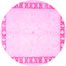 Round Oriental Pink Traditional Rug, tr4659pnk