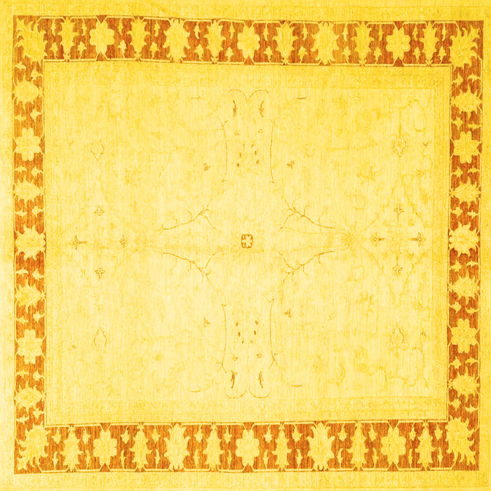 Square Machine Washable Oriental Yellow Traditional Rug, wshtr4659yw