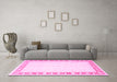 Machine Washable Oriental Pink Traditional Rug in a Living Room, wshtr4659pnk