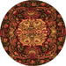 Machine Washable Medallion Orange French Area Rugs, wshtr465org