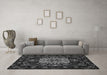 Machine Washable Medallion Gray French Rug in a Living Room,, wshtr465gry