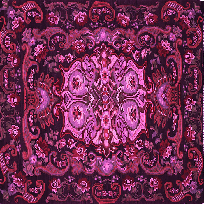 Square Machine Washable Medallion Pink French Rug, wshtr465pnk