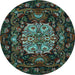 Round Medallion Light Blue French Rug, tr465lblu