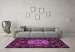 Machine Washable Medallion Purple French Area Rugs in a Living Room, wshtr465pur