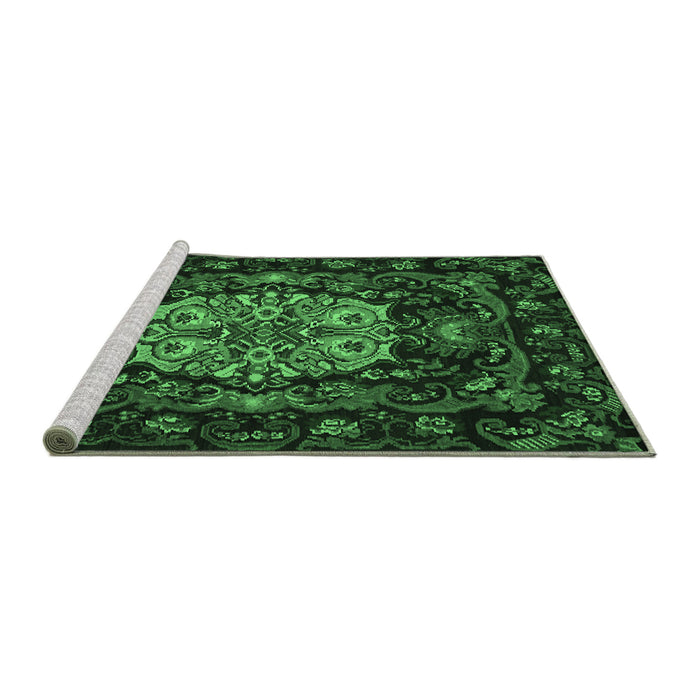 Sideview of Machine Washable Medallion Emerald Green French Area Rugs, wshtr465emgrn