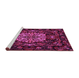 Sideview of Machine Washable Medallion Pink French Rug, wshtr465pnk