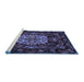 Sideview of Machine Washable Medallion Blue French Rug, wshtr465blu