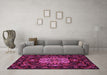 Machine Washable Medallion Pink French Rug in a Living Room, wshtr465pnk