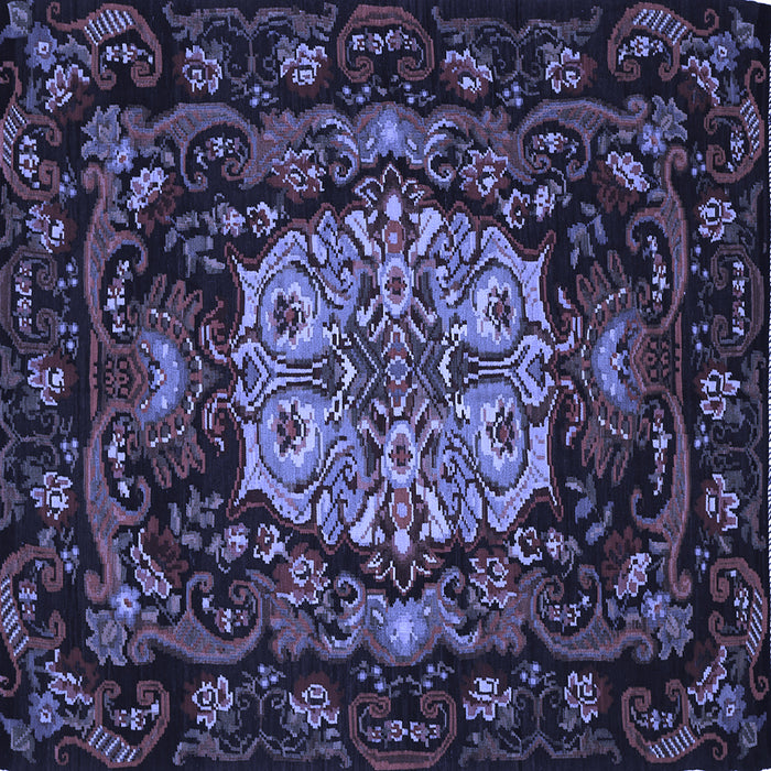 Square Machine Washable Medallion Blue French Rug, wshtr465blu