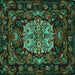 Square Medallion Turquoise French Rug, tr465turq