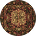 Round Medallion Brown French Rug, tr465brn