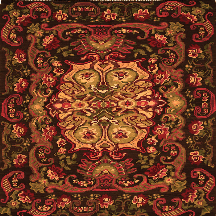 Serging Thickness of Medallion Orange French Rug, tr465org