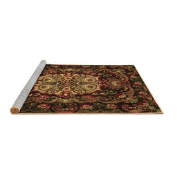 Sideview of Machine Washable Medallion Brown French Rug, wshtr465brn