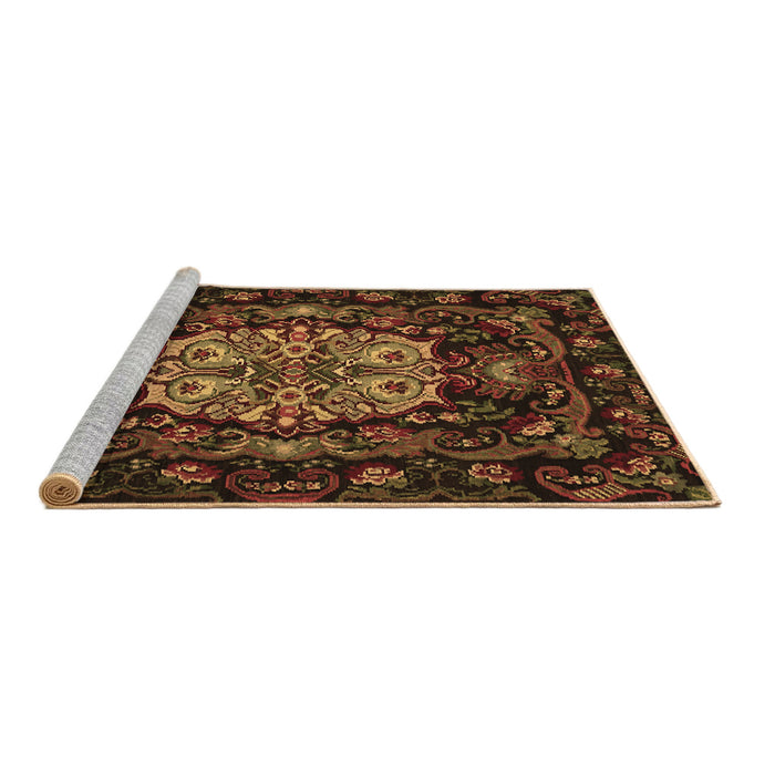 Sideview of Machine Washable Medallion Brown French Rug, wshtr465brn