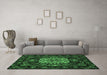 Machine Washable Medallion Emerald Green French Area Rugs in a Living Room,, wshtr465emgrn
