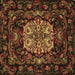 Square Machine Washable Medallion Brown French Rug, wshtr465brn