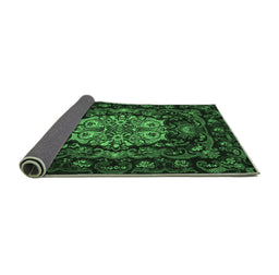Sideview of Medallion Emerald Green French Rug, tr465emgrn