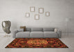 Machine Washable Medallion Orange French Area Rugs in a Living Room, wshtr465org