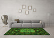 Machine Washable Medallion Green French Area Rugs in a Living Room,, wshtr465grn