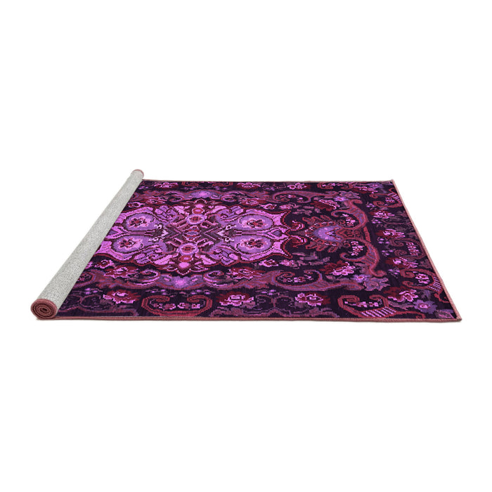 Sideview of Machine Washable Medallion Purple French Area Rugs, wshtr465pur