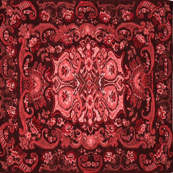 Machine Washable Medallion Red French Rug, wshtr465red