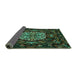 Sideview of Medallion Turquoise French Rug, tr465turq