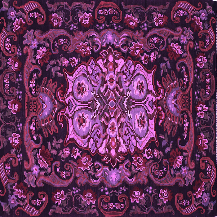 Square Machine Washable Medallion Purple French Area Rugs, wshtr465pur