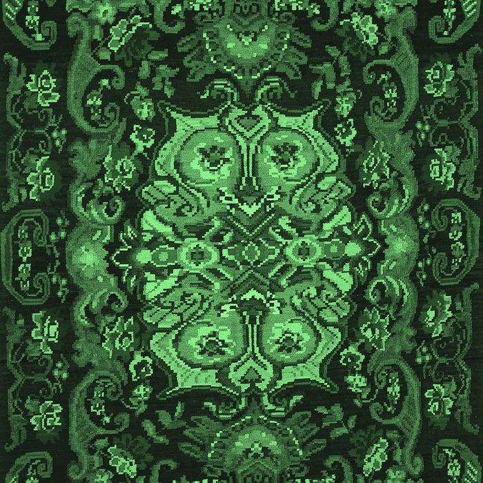 Machine Washable Medallion Emerald Green French Area Rugs, wshtr465emgrn