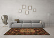 Machine Washable Medallion Brown French Rug in a Living Room,, wshtr465brn
