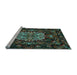 Sideview of Machine Washable Medallion Light Blue French Rug, wshtr465lblu