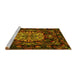 Sideview of Machine Washable Medallion Yellow French Rug, wshtr465yw